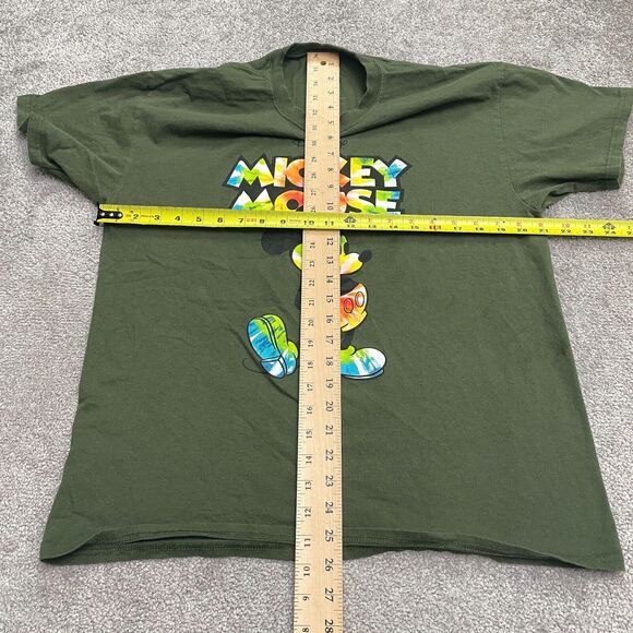 Disney Mickey Mouse Graphic T-Shirt Mens Large Green Crew Neck Casual Cotton Tee - Picture 6 of 10